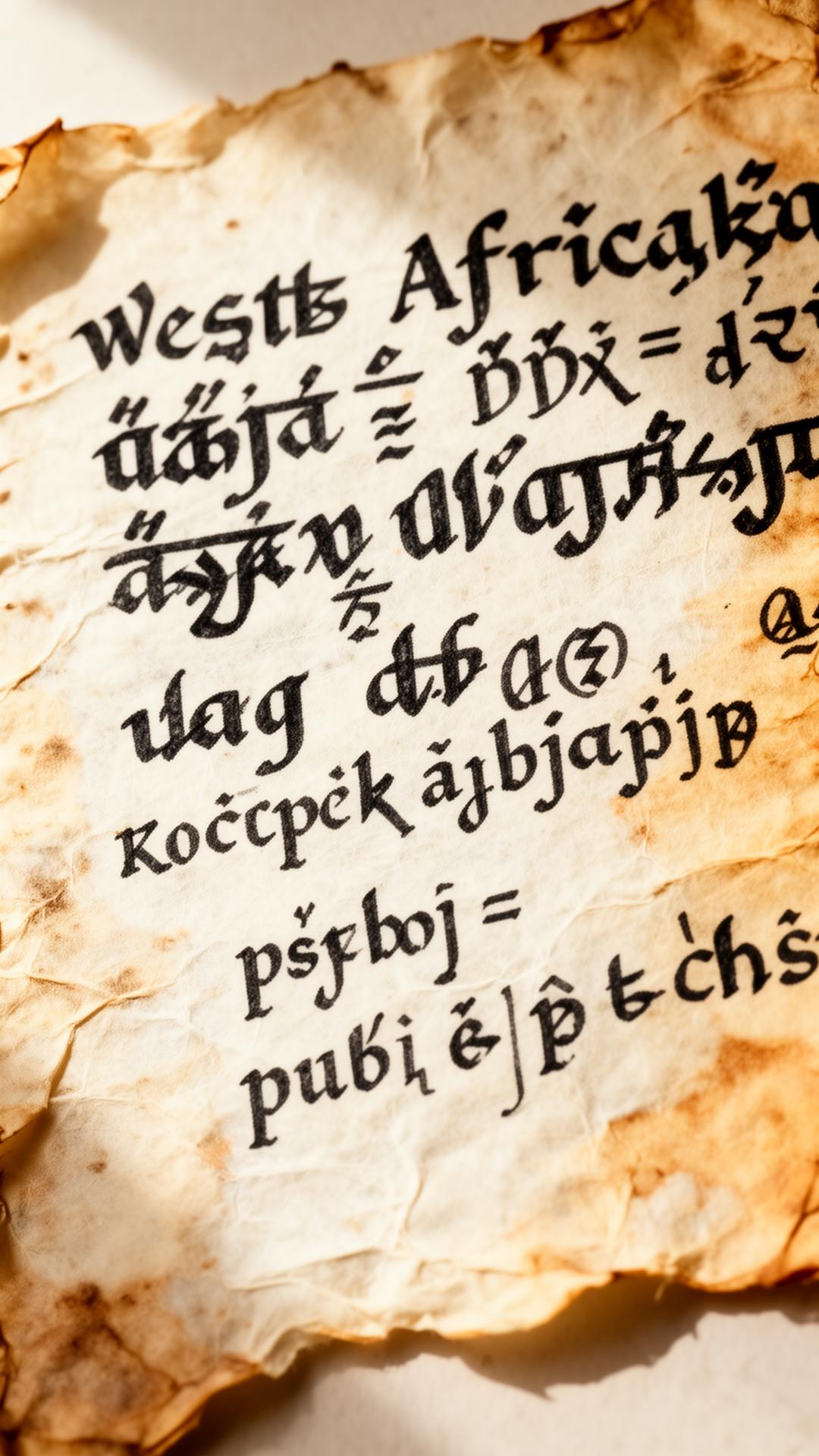 Aged parchment with West African script